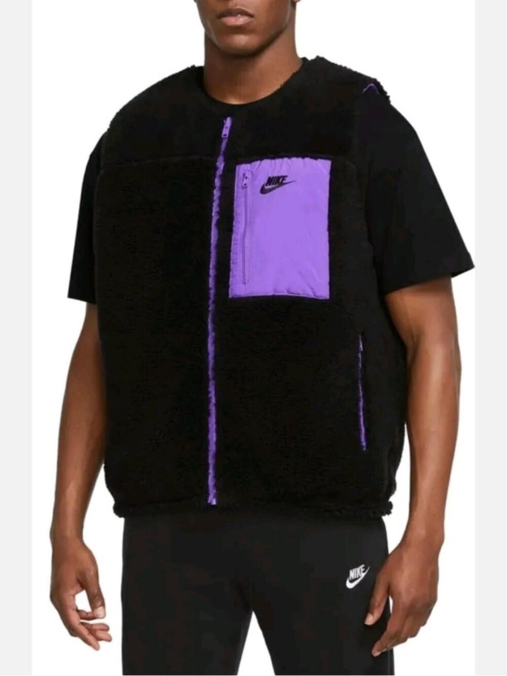 Nike Mens Club Reversible Winterized Vest Black Grape Size M Medium DQ4878-010
